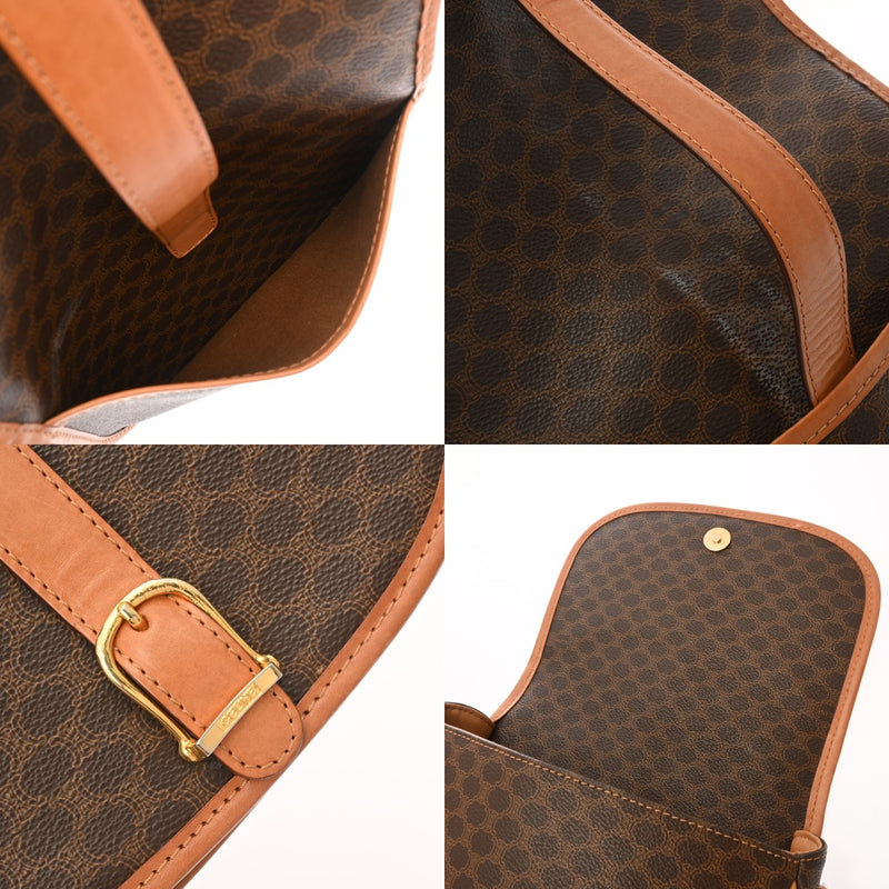 CELINE セリーヌ マカダム ショルダーバッグ ブラウン レディース PVC レザー ショルダーバッグ ABランク 中古 銀蔵