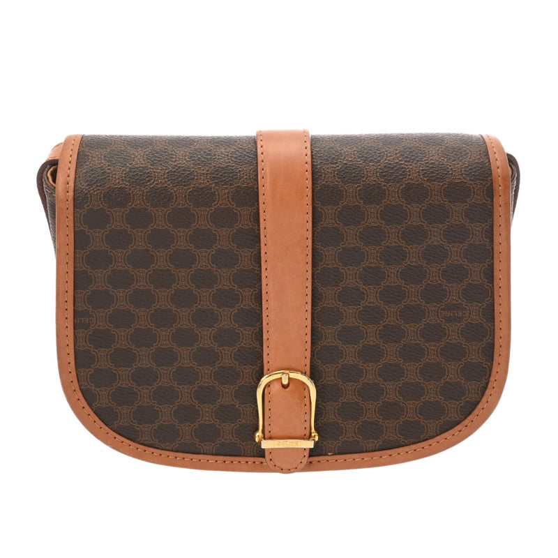 CELINE セリーヌ マカダム ショルダーバッグ ブラウン レディース PVC レザー ショルダーバッグ ABランク 中古 銀蔵