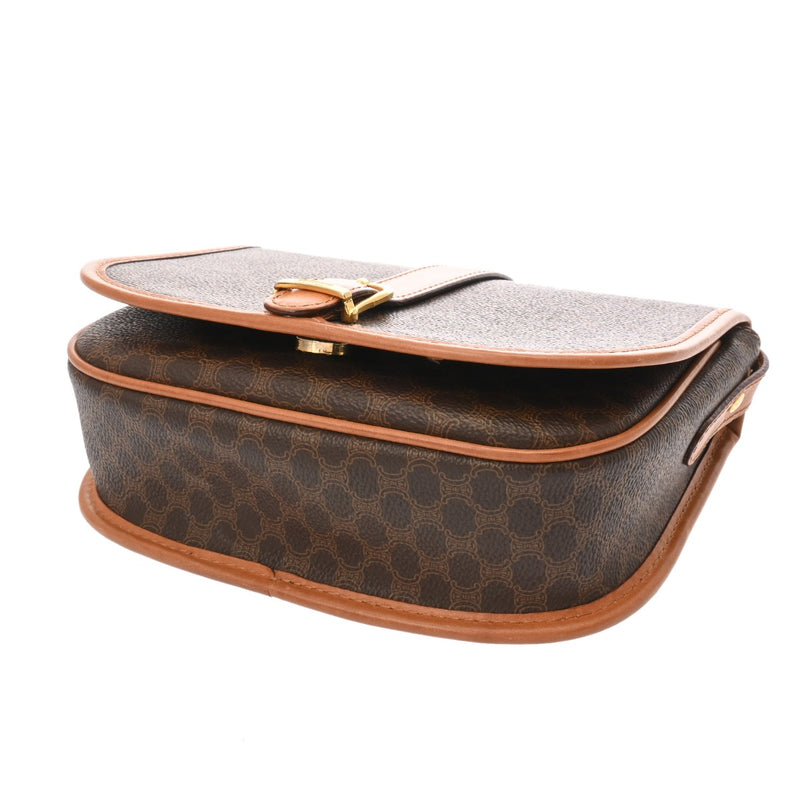 CELINE セリーヌ マカダム ショルダーバッグ ブラウン レディース PVC レザー ショルダーバッグ ABランク 中古 銀蔵