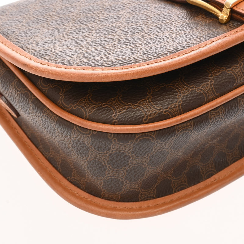 CELINE セリーヌ マカダム ショルダーバッグ ブラウン レディース PVC レザー ショルダーバッグ ABランク 中古 銀蔵