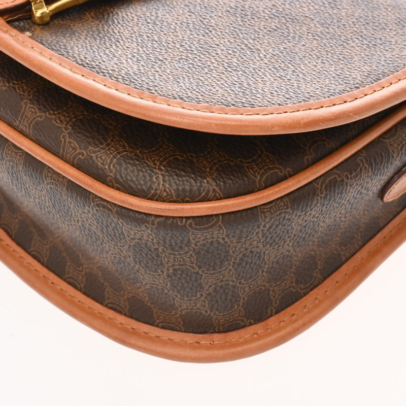 CELINE セリーヌ マカダム ショルダーバッグ ブラウン レディース PVC レザー ショルダーバッグ ABランク 中古 銀蔵