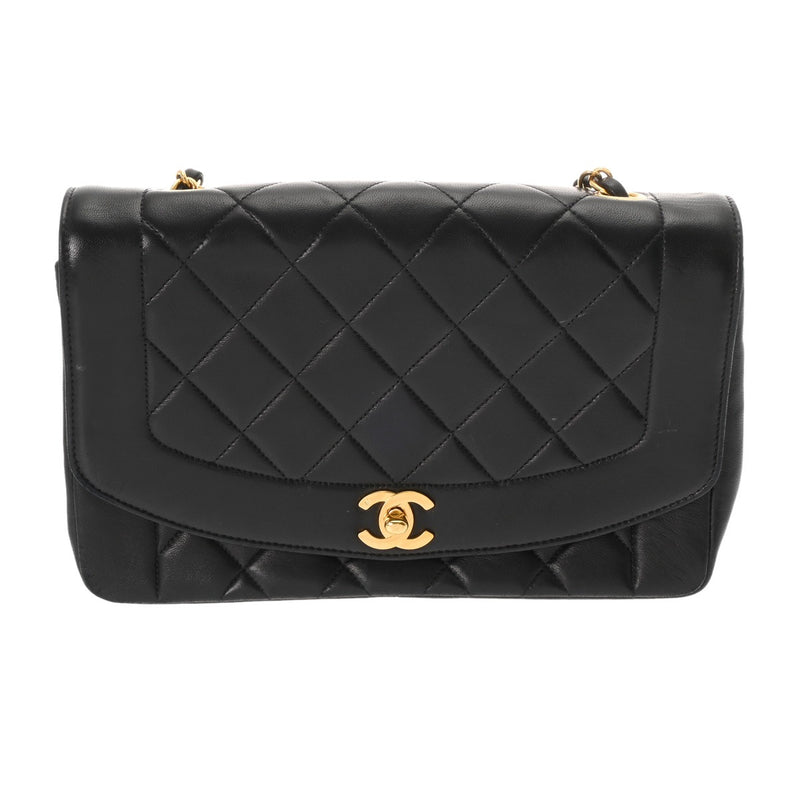 CHANEL シャネル マトラッセ ダイアナ 25cm チェーンショルダー ブラック A01165 レディース ラムスキン ショルダーバッグ Bランク 中古 銀蔵
