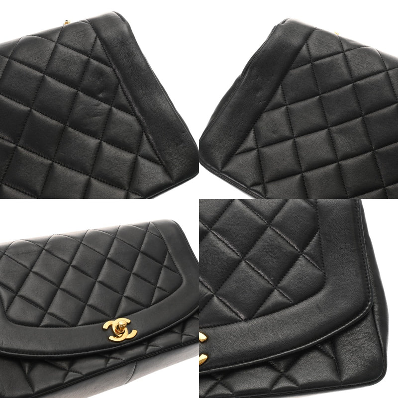 CHANEL シャネル マトラッセ ダイアナ 25cm チェーンショルダー ブラック A01165 レディース ラムスキン ショルダーバッグ Bランク 中古 銀蔵