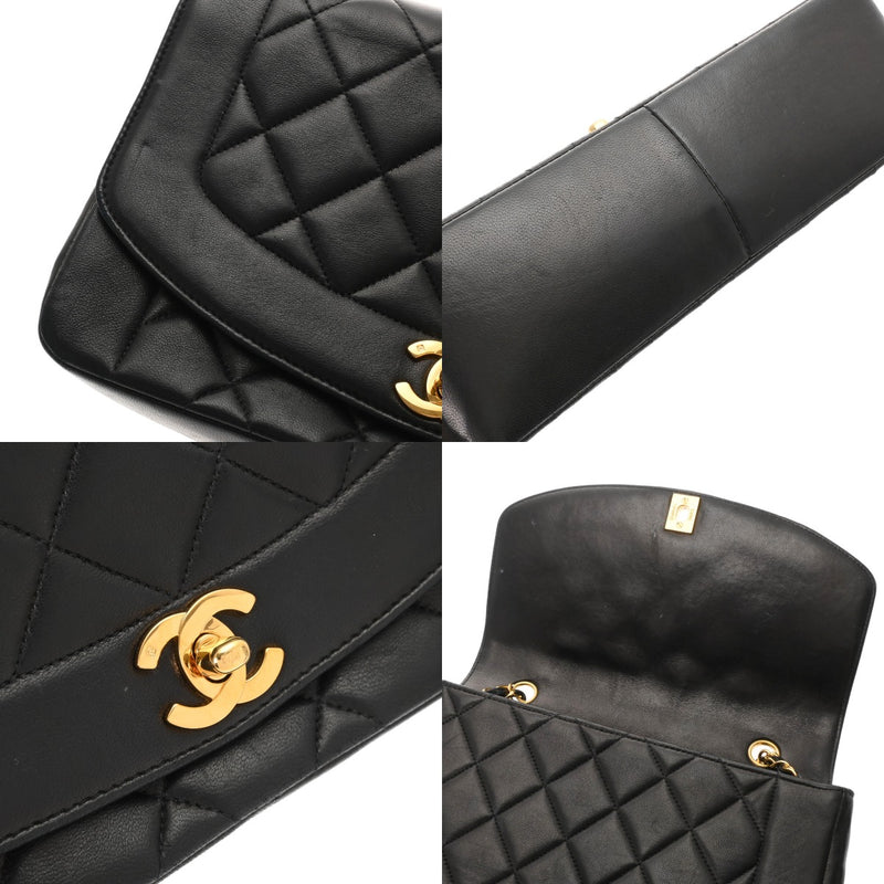 CHANEL シャネル マトラッセ ダイアナ 25cm チェーンショルダー ブラック A01165 レディース ラムスキン ショルダーバッグ Bランク 中古 銀蔵