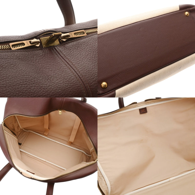 HERMES エルメス ヴィクトリア 50 ボストンバッグ エクリュ/ルージュアッシュ - ユニセックス トリヨンクレマンス トワルアッシュ ハンドバッグ Bランク 中古 銀蔵