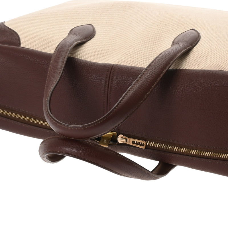 HERMES エルメス ヴィクトリア 50 ボストンバッグ エクリュ/ルージュアッシュ - ユニセックス トリヨンクレマンス トワルアッシュ ハンドバッグ Bランク 中古 銀蔵