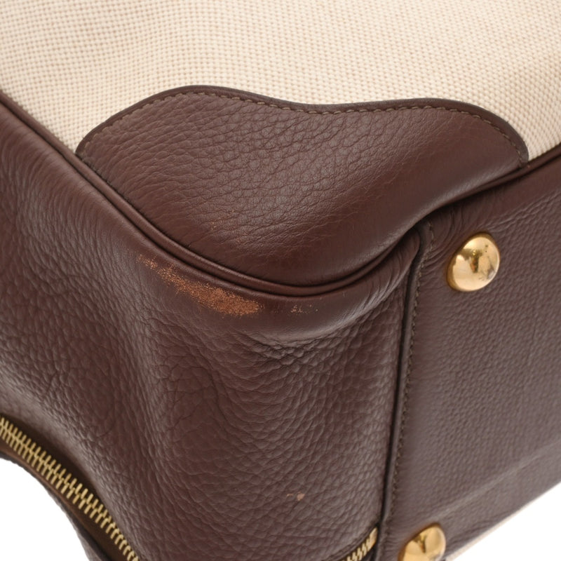 HERMES エルメス ヴィクトリア 50 ボストンバッグ エクリュ/ルージュアッシュ - ユニセックス トリヨンクレマンス トワルアッシュ ハンドバッグ Bランク 中古 銀蔵