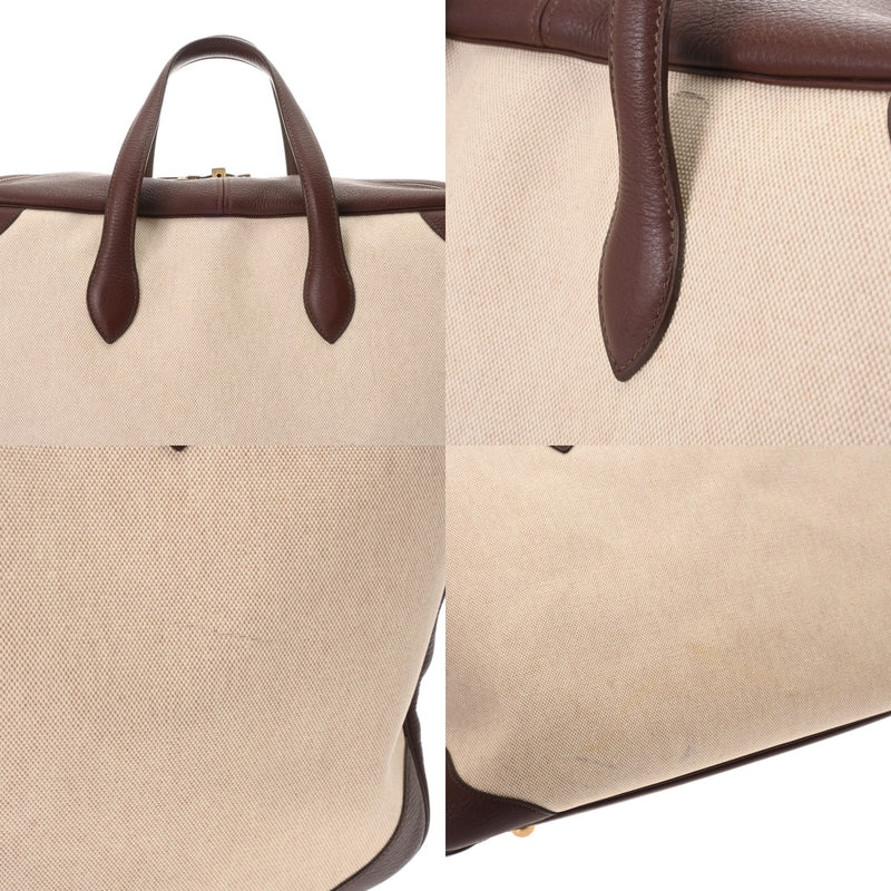 HERMES エルメス ヴィクトリア 50 ボストンバッグ エクリュ/ルージュアッシュ - ユニセックス トリヨンクレマンス トワルアッシュ ハンドバッグ Bランク 中古 銀蔵