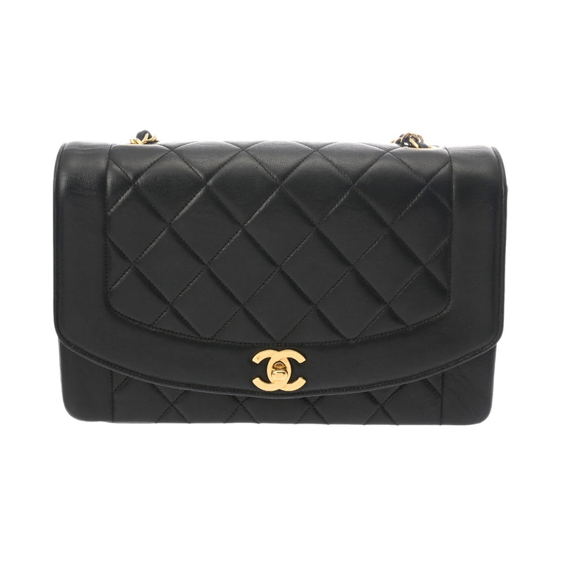 CHANEL シャネル マトラッセ ダイアナ 25cm チェーンショルダー ブラック A01165 レディース ラムスキン ショルダーバッグ Bランク 中古 銀蔵