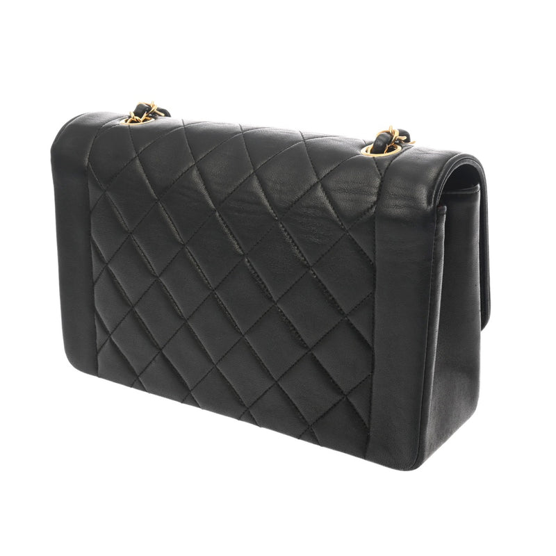 CHANEL シャネル マトラッセ ダイアナ 25cm チェーンショルダー ブラック A01165 レディース ラムスキン ショルダーバッグ Bランク 中古 銀蔵