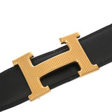 HERMES エルメス Hベルト ゴールドバックル サイズ85 リバーシブル ブラック/オレンジ □R刻印(2014年頃) メンズ ボックスカーフ/トゴ ベルト Bランク 中古 銀蔵