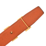 HERMES エルメス Hベルト ゴールドバックル サイズ85 リバーシブル ブラック/オレンジ □R刻印(2014年頃) メンズ ボックスカーフ/トゴ ベルト Bランク 中古 銀蔵