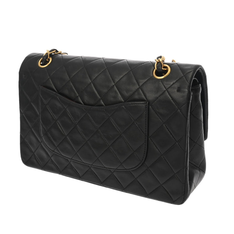 CHANEL シャネル マトラッセ チェーンショルダー Wフラップ 25cm ブラック A01112 レディース ラムスキン ショルダーバッグ ABランク 中古 銀蔵