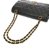 CHANEL シャネル マトラッセ チェーンショルダー Wフラップ 25cm ブラック A01112 レディース ラムスキン ショルダーバッグ ABランク 中古 銀蔵