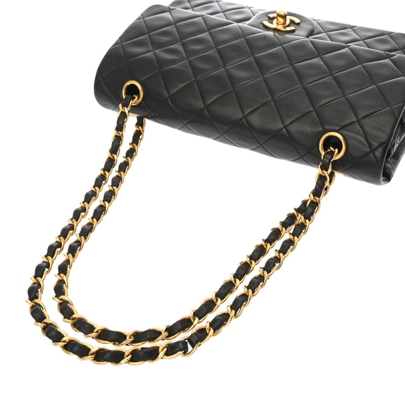 CHANEL シャネル マトラッセ チェーンショルダー Wフラップ 25cm ブラック A01112 レディース ラムスキン ショルダーバッグ ABランク 中古 銀蔵