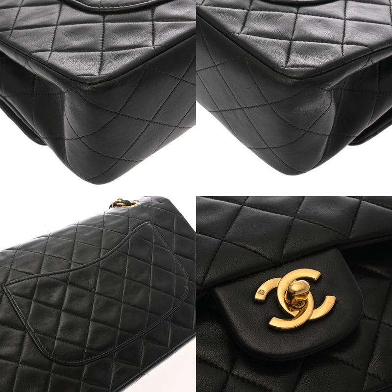 CHANEL シャネル マトラッセ チェーンショルダー Wフラップ 25cm ブラック A01112 レディース ラムスキン ショルダーバッグ ABランク 中古 銀蔵