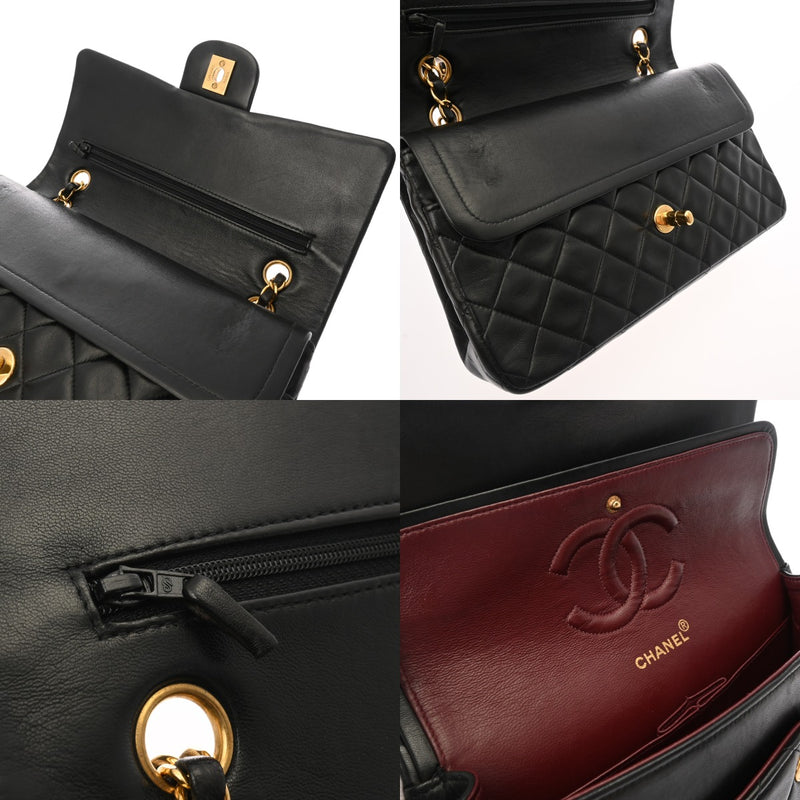 CHANEL シャネル マトラッセ チェーンショルダー Wフラップ 25cm ブラック A01112 レディース ラムスキン ショルダーバッグ ABランク 中古 銀蔵
