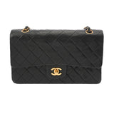 CHANEL シャネル マトラッセ チェーンショルダー Wフラップ 25cm ブラック A01112 レディース ラムスキン ショルダーバッグ ABランク 中古 銀蔵