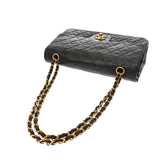 CHANEL シャネル マトラッセ チェーンショルダー Wフラップ 25cm ブラック A01112 レディース ラムスキン ショルダーバッグ ABランク 中古 銀蔵