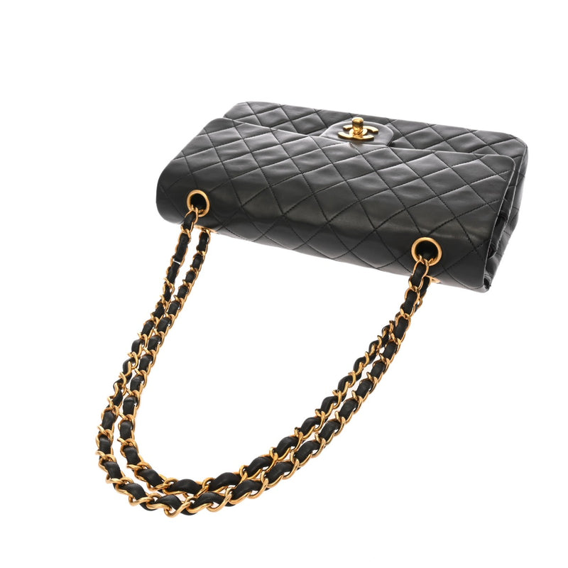 CHANEL シャネル マトラッセ チェーンショルダー Wフラップ 25cm ブラック A01112 レディース ラムスキン ショルダーバッグ ABランク 中古 銀蔵