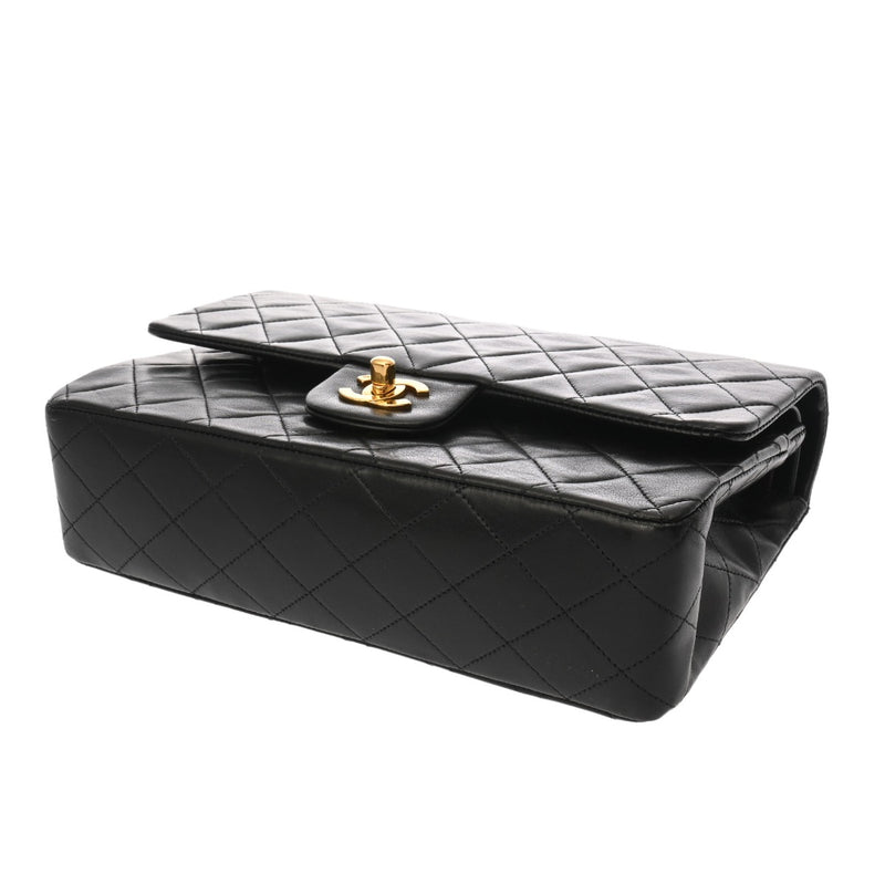 CHANEL シャネル マトラッセ チェーンショルダー Wフラップ 25cm ブラック A01112 レディース ラムスキン ショルダーバッグ ABランク 中古 銀蔵