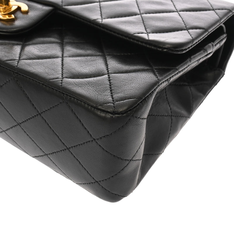 CHANEL シャネル マトラッセ チェーンショルダー Wフラップ 25cm ブラック A01112 レディース ラムスキン ショルダーバッグ ABランク 中古 銀蔵