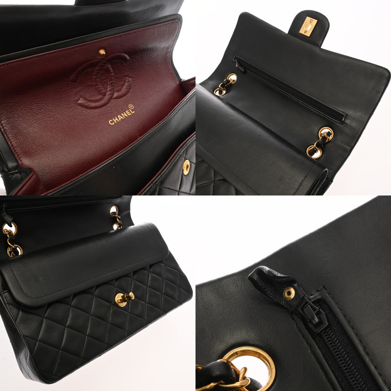 CHANEL シャネル マトラッセ チェーンショルダー Wフラップ 25cm ブラック A01112 レディース ラムスキン ショルダーバッグ ABランク 中古 銀蔵