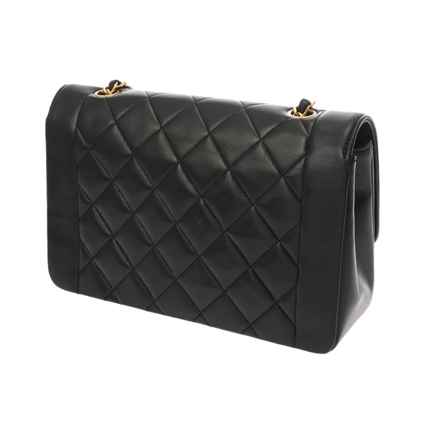 CHANEL シャネル マトラッセ ダイアナ 25cm チェーンショルダー ブラック A01165 レディース ラムスキン ショルダーバッグ Aランク 中古 銀蔵