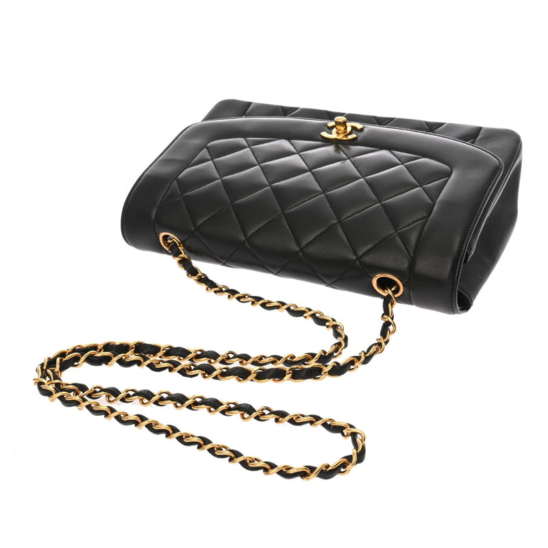 CHANEL シャネル マトラッセ ダイアナ 25cm チェーンショルダー ブラック A01165 レディース ラムスキン ショルダーバッグ Aランク 中古 銀蔵