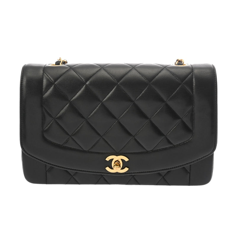 CHANEL シャネル マトラッセ ダイアナ 25cm チェーンショルダー ブラック A01165 レディース ラムスキン ショルダーバッグ Aランク 中古 銀蔵