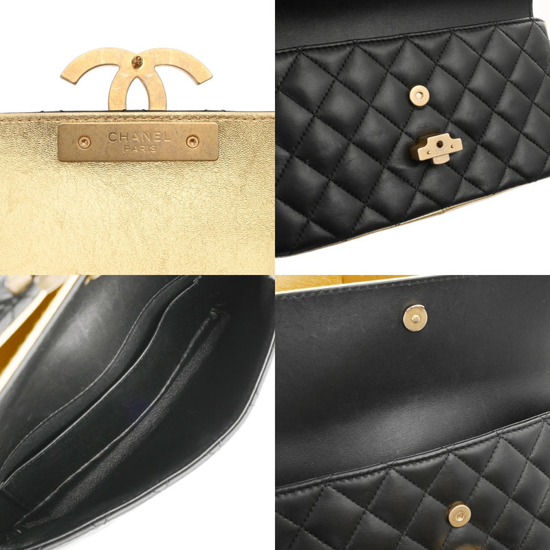 CHANEL シャネル マトラッセ チェーンショルダー Wフラップ ブラック レディース ラムスキン ショルダーバッグ ABランク 中古 銀蔵