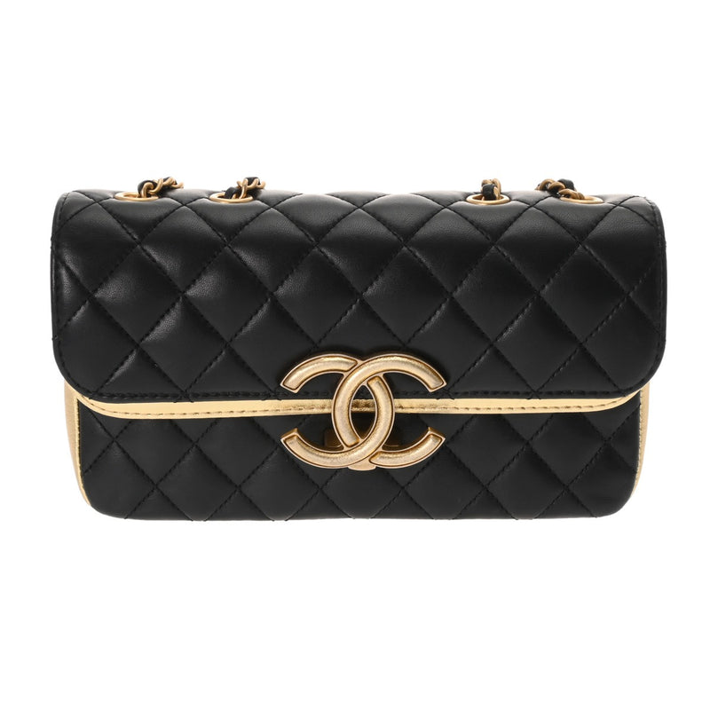 CHANEL シャネル マトラッセ チェーンショルダー Wフラップ ブラック レディース ラムスキン ショルダーバッグ ABランク 中古 銀蔵