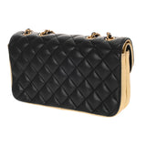 CHANEL シャネル マトラッセ チェーンショルダー Wフラップ ブラック レディース ラムスキン ショルダーバッグ ABランク 中古 銀蔵