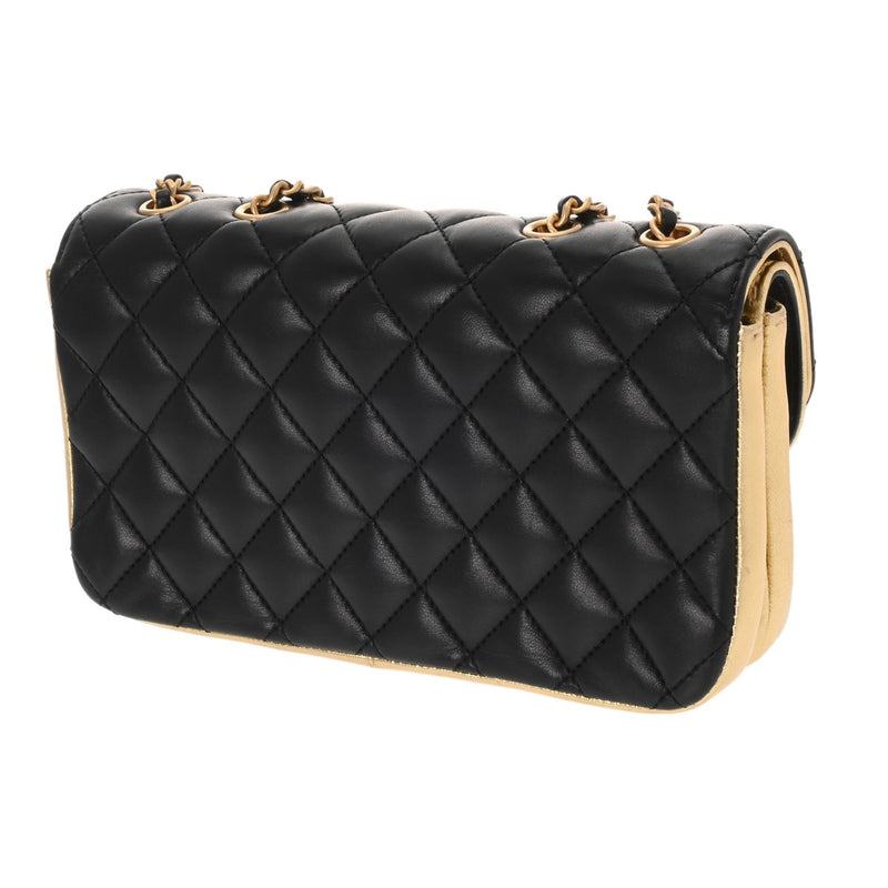 CHANEL シャネル マトラッセ チェーンショルダー Wフラップ ブラック レディース ラムスキン ショルダーバッグ ABランク 中古 銀蔵