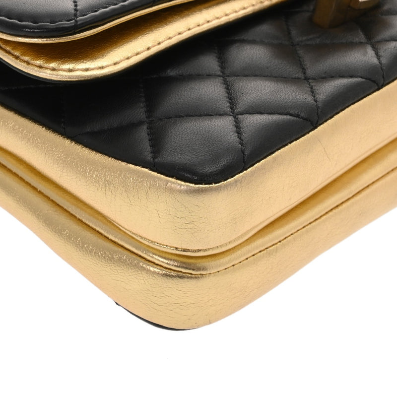 CHANEL シャネル マトラッセ チェーンショルダー Wフラップ ブラック レディース ラムスキン ショルダーバッグ ABランク 中古 銀蔵