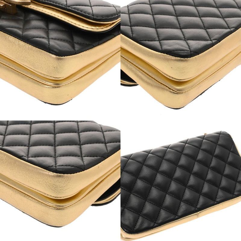 CHANEL シャネル マトラッセ チェーンショルダー Wフラップ ブラック レディース ラムスキン ショルダーバッグ ABランク 中古 銀蔵