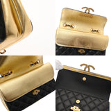 CHANEL シャネル マトラッセ チェーンショルダー Wフラップ ブラック レディース ラムスキン ショルダーバッグ ABランク 中古 銀蔵