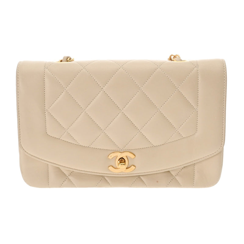 CHANEL シャネル マトラッセ ダイアナ チェーンショルダー 22cm ベージュ A01164 レディース ラムスキン ショルダーバッグ ABランク 中古 銀蔵