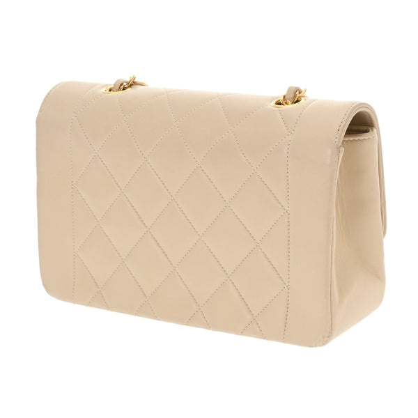 CHANEL シャネル マトラッセ ダイアナ チェーンショルダー 22cm ベージュ A01164 レディース ラムスキン ショルダーバッグ ABランク 中古 銀蔵