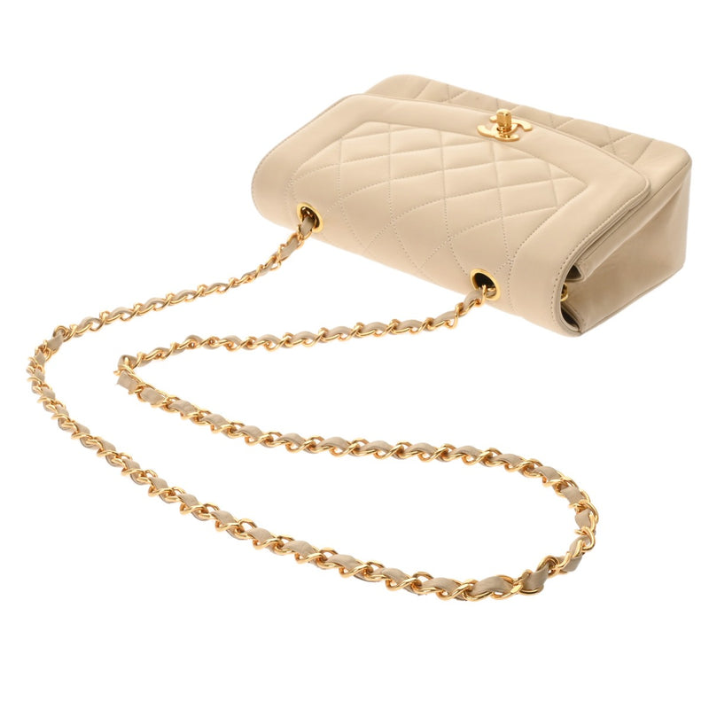 CHANEL シャネル マトラッセ ダイアナ チェーンショルダー 22cm ベージュ A01164 レディース ラムスキン ショルダーバッグ ABランク 中古 銀蔵