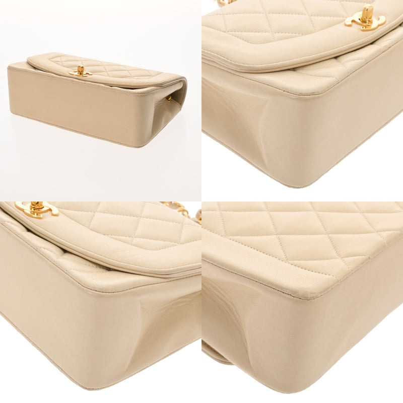 CHANEL シャネル マトラッセ ダイアナ チェーンショルダー 22cm ベージュ A01164 レディース ラムスキン ショルダーバッグ ABランク 中古 銀蔵