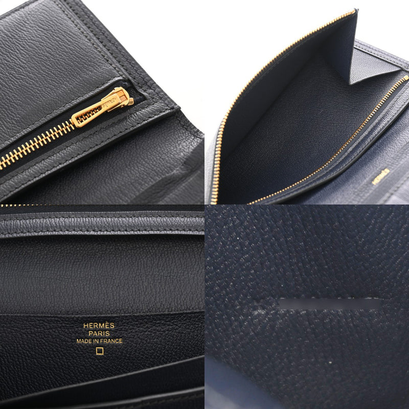 HERMES エルメス ベアンスフレ ブルーマリン X刻印(2016年頃) レディース アリゲーターマット 長財布 Bランク 中古 銀蔵