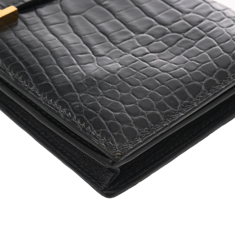 HERMES エルメス ベアンスフレ ブルーマリン X刻印(2016年頃) レディース アリゲーターマット 長財布 Bランク 中古 銀蔵