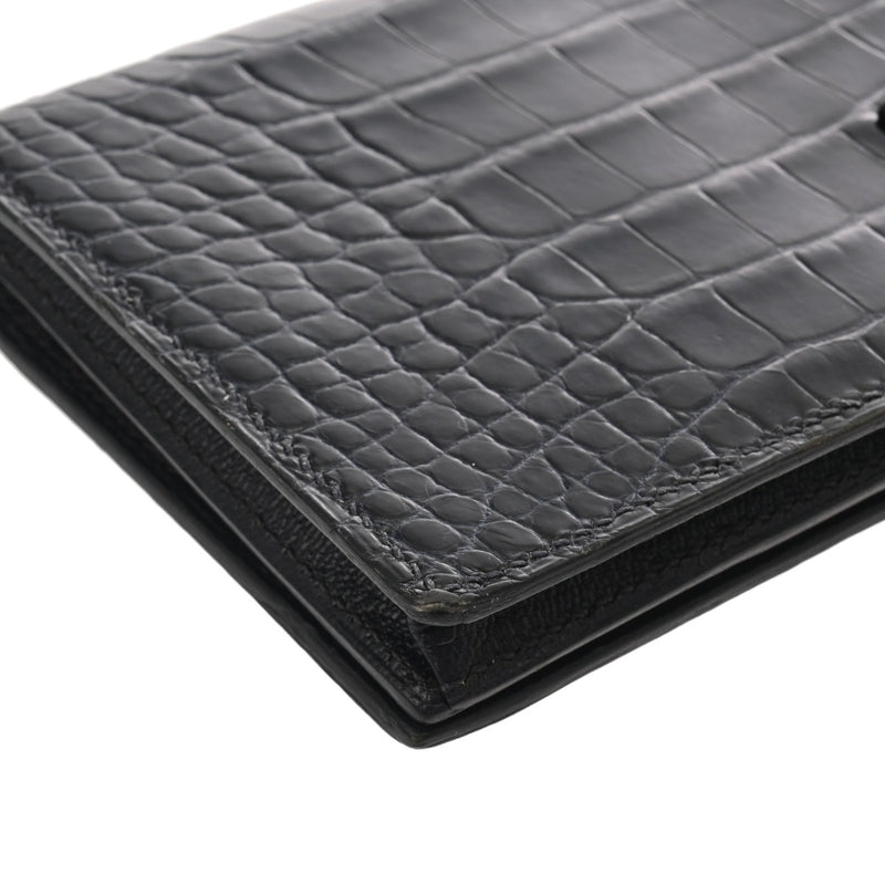 HERMES エルメス ベアンスフレ ブルーマリン X刻印(2016年頃) レディース アリゲーターマット 長財布 Bランク 中古 銀蔵