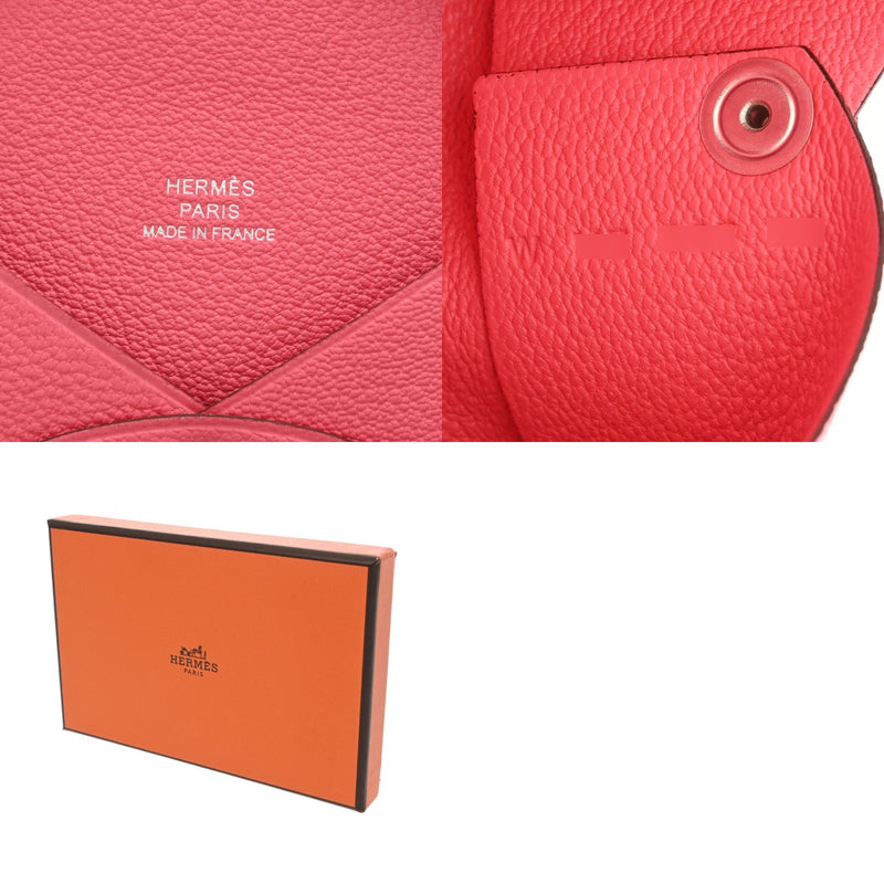 HERMES エルメス カルヴィ ローズアザレ W刻印(2024年頃) ユニセックス ヴォーエプソン カードケース Aランク 中古 銀蔵