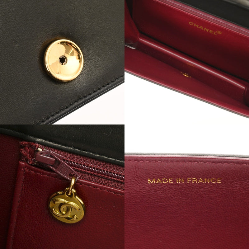 CHANEL シャネル マトラッセ プッシュロック  チェーンショルダー  23cm ブラック レディース ラムスキン ショルダーバッグ ABランク 中古 銀蔵