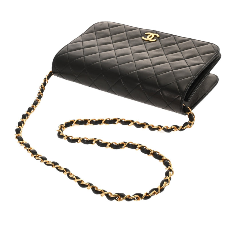 CHANEL シャネル マトラッセ プッシュロック  チェーンショルダー  23cm ブラック レディース ラムスキン ショルダーバッグ ABランク 中古 銀蔵