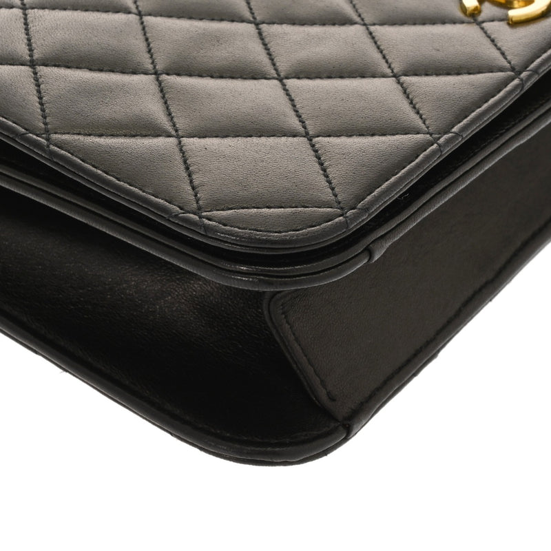 CHANEL シャネル マトラッセ プッシュロック  チェーンショルダー  23cm ブラック レディース ラムスキン ショルダーバッグ ABランク 中古 銀蔵
