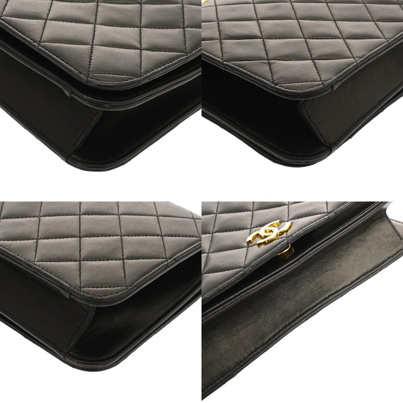 CHANEL シャネル マトラッセ プッシュロック  チェーンショルダー  23cm ブラック レディース ラムスキン ショルダーバッグ ABランク 中古 銀蔵