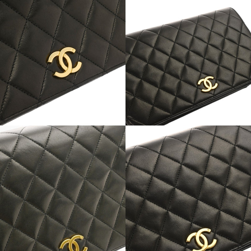 CHANEL シャネル マトラッセ プッシュロック  チェーンショルダー  23cm ブラック レディース ラムスキン ショルダーバッグ ABランク 中古 銀蔵